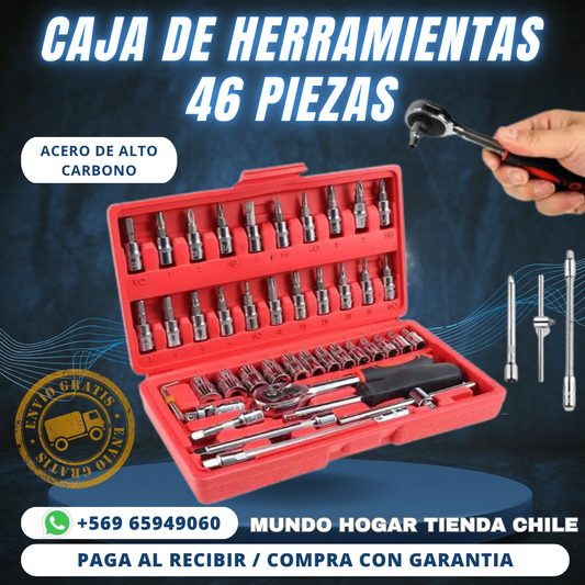 🔥🔧KIT DE HERRAMIENTAS JUEGO DE DADOS CUADRANTE 46 PIEZAS🔧🔥