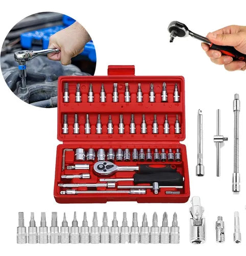 🔥🔧KIT DE HERRAMIENTAS JUEGO DE DADOS CUADRANTE 46 PIEZAS🔧🔥